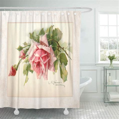 vintage pink shower curtain